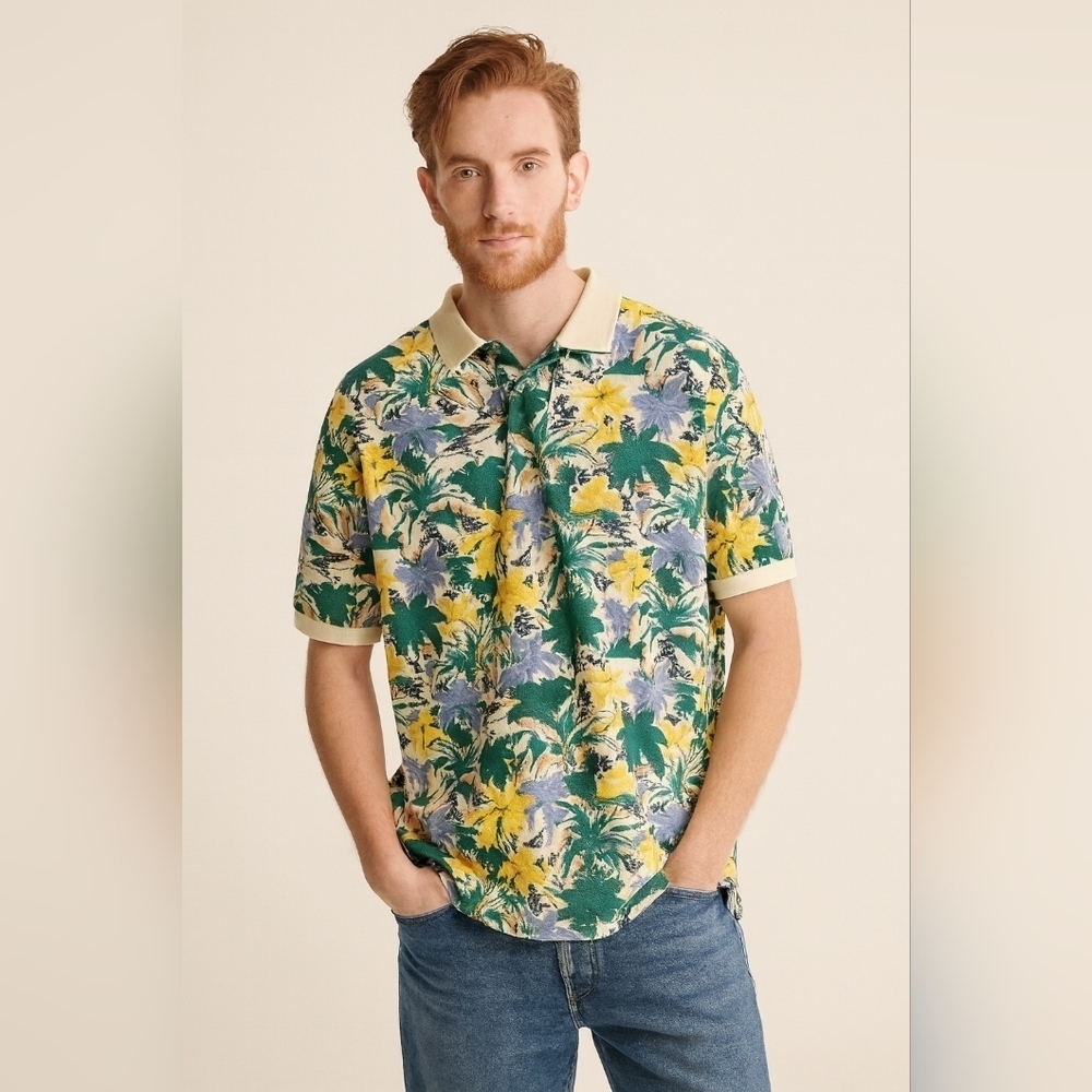 Vintage Gant Tropical Polo Shirt Men's Large Palm Trees Hawaiiā Collar Cotton